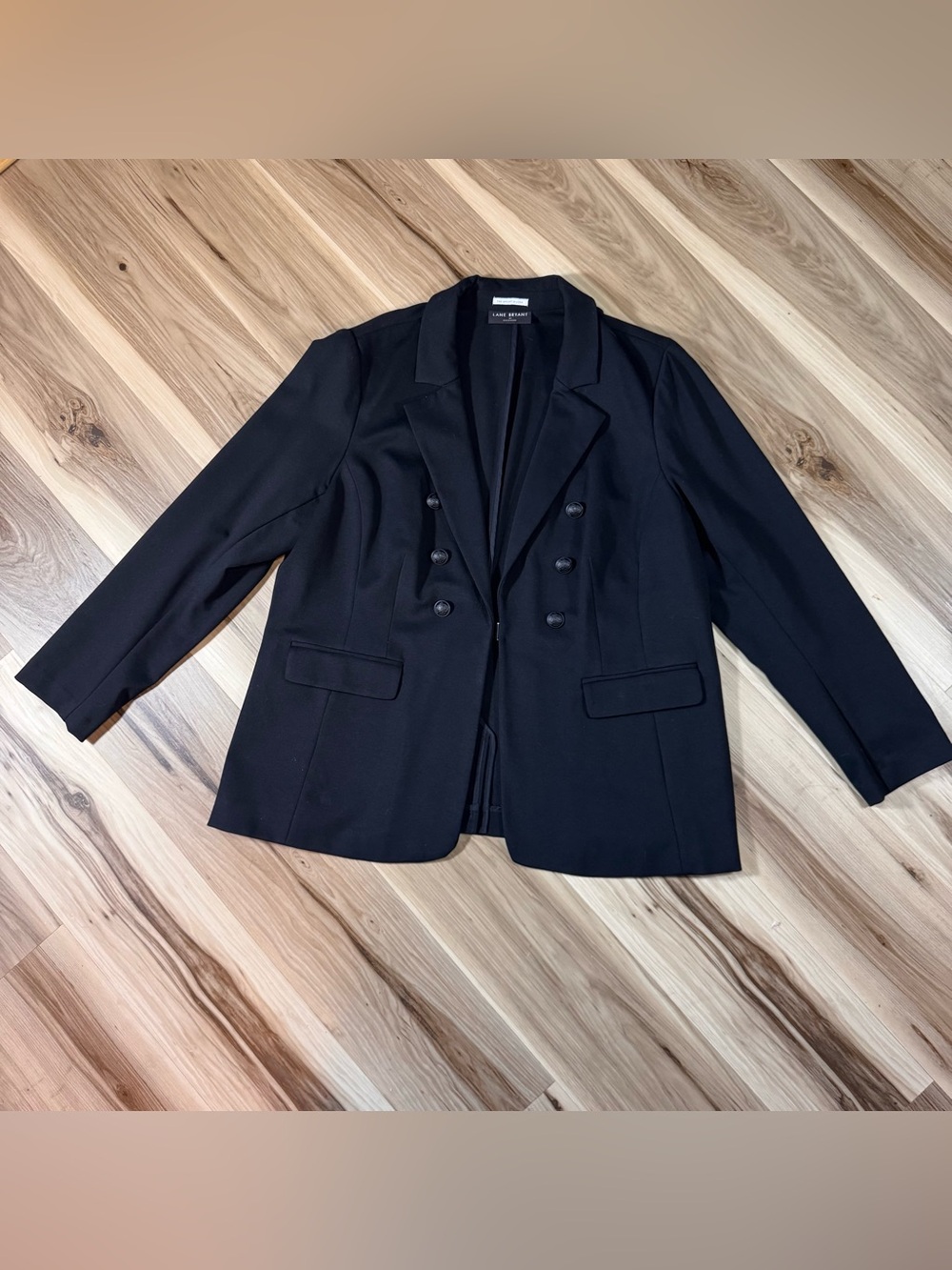 Lane Bryant Black Double-Breasted Blazer Jacket